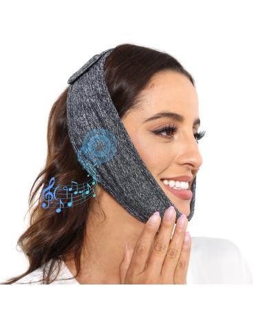 Double Chin Reduce Band & Sleep Headphones 2in1  Sleepbeauty Reusable V Line Mask Facial Slimming Chin Strap with Thin Stereo Speakers Chin Up Mask Face Lifting Belt Slimming Face Headphone Band