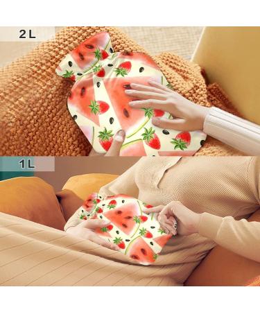 Watermelon Hot Water Bottle 1L - BPA Free Small Hot Water Bag for Pain Relief Headache & Neck Comfort - Buy Online on GoSupps.com