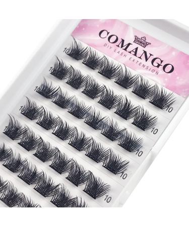 Lash Clusters DIY Eyelash Extensions at Home C Curl 10mm CoMango Clusters Lashes Mega Volume Lashes Clusters DIY Individual Lash Extension Clusters Super Thin Band Reusable Soft & Comfortable CM01-C-10mm 1 Count (Pack...
