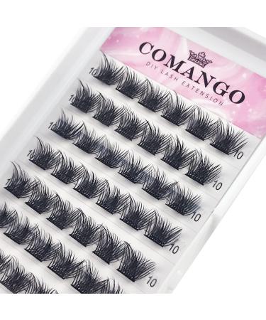 Lash Clusters DIY Eyelash Extensions at Home C Curl 10mm CoMango Clusters Lashes Mega Volume Lashes Clusters DIY Individual Lash Extension Clusters Super Thin Band Reusable Soft & Comfortable CM01-C-10mm 1 Count (Pack...