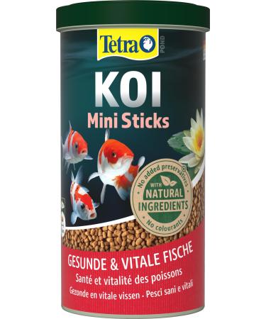 Tetra Pond Koi Mini Sticks - Koi feed for colorful fish and improved water quality 1 l can 1 l (1 Pack) Mini sticks