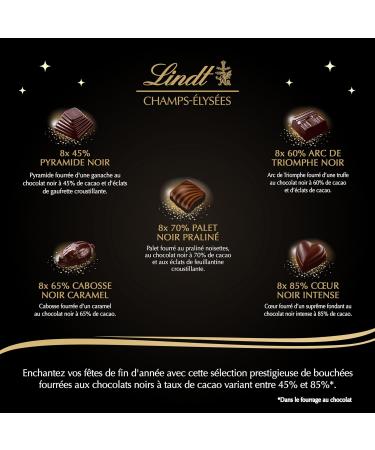 Lindt - Box CHAMPS- LYS ES Intense Black - Assorted Dark Chocolates from 45% to 85% Cocoa - Intense Crispy and Smooth - Ideal for Christmas 395g - Buy Online on GoSupps.com