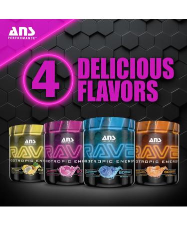 Rave Energy Supplement - 60 Servings Sugar-Free Focus & Memory Boost - Pink Lemonade Flavor - Buy Online on GoSupps.com