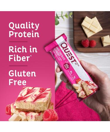 Quest Cookies & Cream and White Chocolate Raspberry Protein Bars Bundle 18-20g Protein 1g Sugar Gluten Free Keto Friendly 12 Count - Buy Online on GoSupps.com