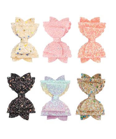 Frcolor 6-Piece Glitter Hair Loops - Colorful Double Layer Hair Accessories for Toddlers Children & Women - Cute Kawaii Bows & Clips (Random Color) - Buy Online on GoSupps.com