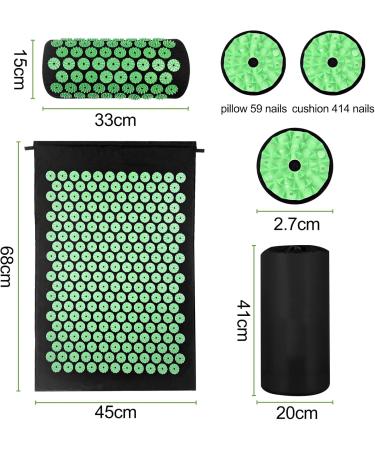 Magrimaxio Acupressure Mat Set with Pillow - Acupuncture & Spike Mat for Pain Relief Relaxation & Meditation - Eco-Friendly Green Color - Buy Online on GoSupps.com