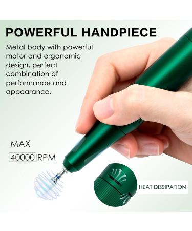 Delanie 40000 RPM Electric Nail Drill E File Rechargeable Portable with 8 Bits for Nail Polish Acrylic Gel Electric Nail File Professional Perfect Gift for Nail Lover-Emerald Green - Buy Online on GoSupps.com