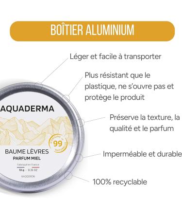  Aquaderma Lip Balm Honey & Coconut Oil 10 ml - Aluminium Jar - 99% Natural Origin & Made in France - Moisturizes and Protects - Universal Balm - Buy Online on GoSupps.com