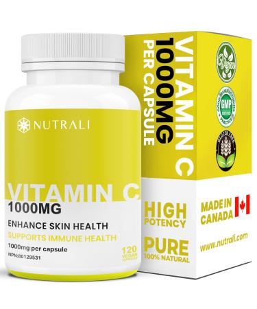 MAXIMUM POTENCY 1000mg Vitamin C Capsules Vital Immune Support Powerful Antioxidant Healthy Skin Bones and Teeth Helps Metabolize Nutrients Slow Release Vegan Gluten Free. 120 Easy to Swallow Capsules. 1 Pack 120 count (Pack of 1)