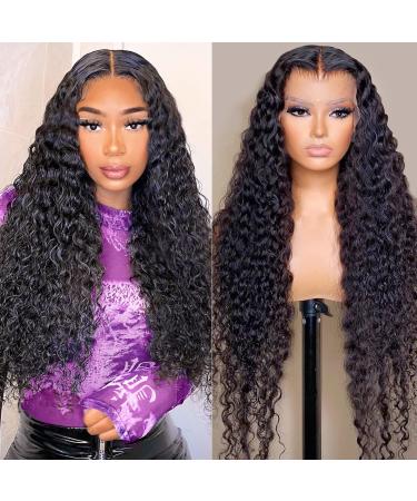 Young beauty Deep Wave Lace Front Wigs Human Hair 180% Density 13 4 HD Transparent Lace Front Wigs for Black Women Deep Curly Lace Wig Pre Plucked with Baby Hair Natural Black Color 22inch 22 Inch Natural Black