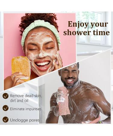 African Exfoliating Net Set - 4 Piece Long Bath Sponge Shower Scrubber for Daily Use - Skin Smoother - Orange/Brown/Cream/Peach - 25.6 x 7.9 inch - Buy Online on GoSupps.com
