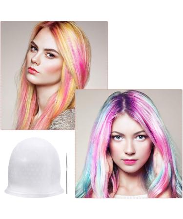Silicone Highlight Cap for Women - Reusable Salon Dyeing Cap with Hooks (White) - Buy Online on GoSupps.com