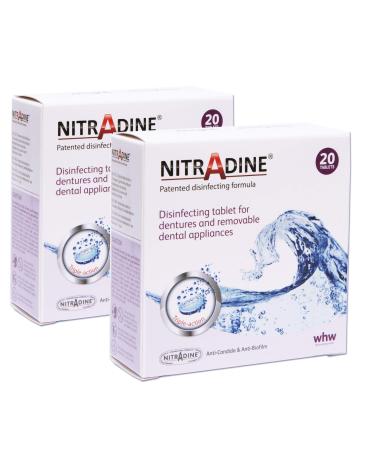 Nitradine Tablets x 2 Boxes (40 Tablets) Cleaning & Disinfecting Orthodontic Appliances & Dentures
