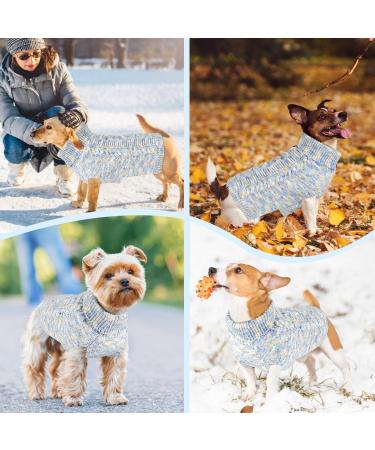 Slowton Dog Sweater for Small Dogs - Turtleneck Pullover Knitted Winter Clothing for Dachshund & Chihuahua - Light Blue - Buy Online on GoSupps.com