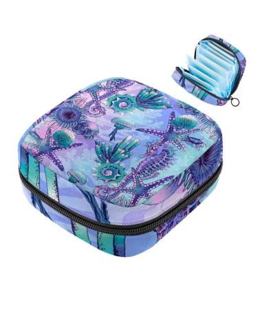 Jellyfishes seahorses seafares women's bandages storage bags menstrual pad bag portable menstrual cup bag with zipper for teenagers girls women