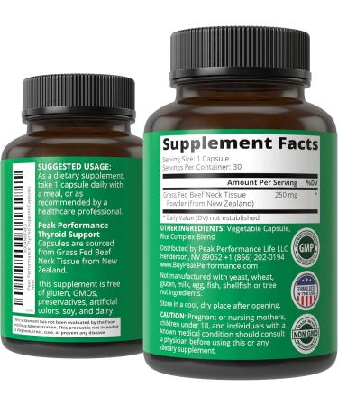 Raw Desiccated Thyroid Supplement. Grass Fed New Zealand Beef Neck & Thyroid Gland Capsules for Women and Men. Ancestral Living Ethically Sourced Bovine Supplements for Energy and Metabolism Support - Buy Online on GoSupps.com