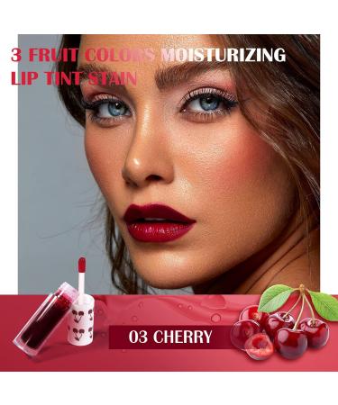 Prreal 2pcs Lip Tint Stain Mini Lip Stain Set | Long Lasting, Waterproof Formula | High Pigment Lipstick for Lips, Cheeks, and Eyes | Moisturizing Liquid Lipstick | 02 Watermelon + 03 Cherry - Buy Online on GoSupps.com