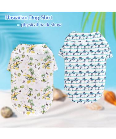 Yanmucy Hawaiian Shirt for Small Dogs - Cool Breathable Summer Pet Clothing with Coconut Tree & Palm Leaves Pattern - Buy Online on GoSupps.com