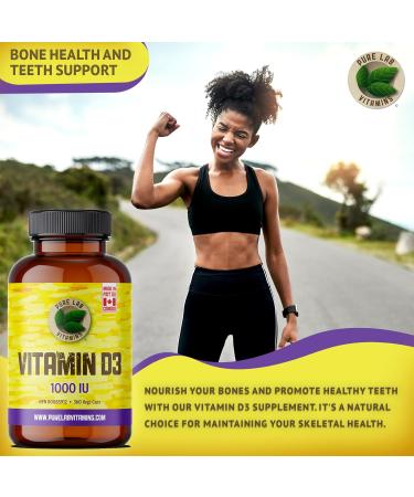 Pure Lab Vitamins | Vitamin D3 1000IU | 360 Vegi Capsules | Mood Booster Bone Health Teeth Health and Immune System Support | Vitamin D3 Cholecalciferol | Vitamin D3 Capsules | Vitamin D3 Supplement - Buy Online on GoSupps.com