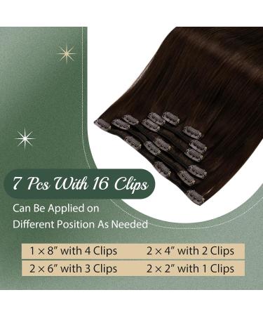 Ugeat Clip-In Brown Hair Extensions | 45cm Remy Real Hair 120g 7 Pieces - Thick & Luxurious #2 - Buy Online on GoSupps.com