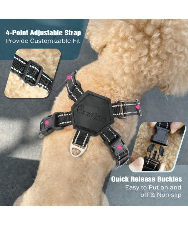 Pawaboo Dog Harness & Leash Set | Adjustable Anti-Train Vest for Small & Medium Dogs | Breathable Dog Vest - Large Black - Buy Online on GoSupps.com