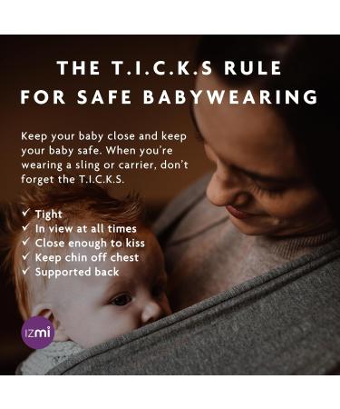 Izmi Essential Baby Wrap | Soft Stretch Cotton | 2 Hands-Free Carrying Positions | UK Hip Healthy Design | Birth to 9kg | Mid Grey - Buy Online on GoSupps.com