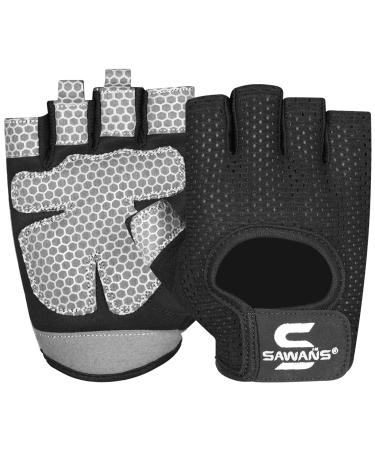 Sawans Gym Gloves for women and men - breathable gloves for women - silicone non -slip - palm protection - for training cycling pull -ups etc.