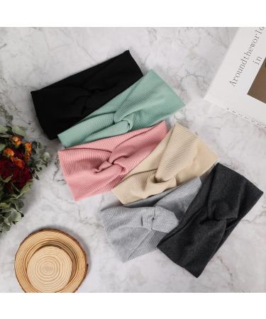Lynun 6-Piece Wide Headband Set for Women | Elastic Sports Hair Bands for Fitness Running Yoga & Biking | Twisted Cross Headwraps in Single Colors - Buy Online on GoSupps.com