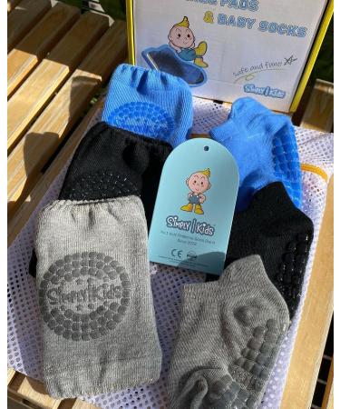 Simply Kids Anti-Slip Baby Knee Pads and Socks Set - 6 Pairs (6-18 Months) | Toddler Socks with Grips and Crawling Knee Pads for Boys and Girls - Buy Online on GoSupps.com