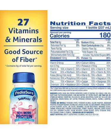PediaSure SideKicks Kids Protein Shake, Strawberry - 6 Pack, 8 fl oz Each - Key Nutrients for Growth & Nutrient Gaps - Buy Online on GoSupps.com