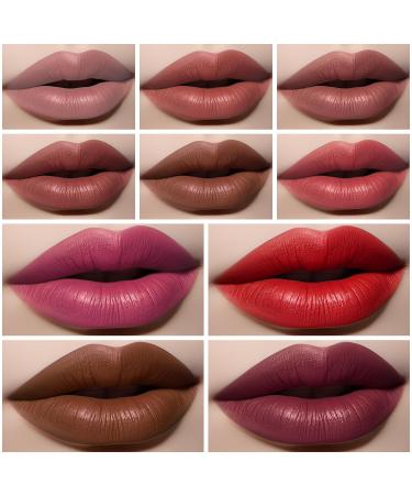 High Pigment Matte Lip Crayon Set - 10PCS Long Lasting Lip Liner & Lipstick Pencils | International Shipping Available - Buy Online on GoSupps.com