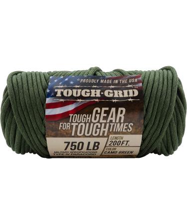 Tough-Grid 750lb Paracord - Genuine Mil Spec Type IV 750lb Paracord - US Military Approved - Camo Green 50ft - Buy Online on GoSupps.com