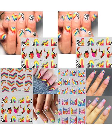 36 French Tip Nail Stickers | Self-Adhesive 3D Nail Art Supplies for Women | Abstract Design Nail Decals and Stamp - Buy Online on GoSupps.com
