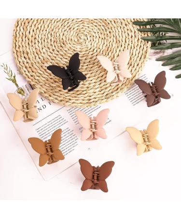 JALANCY Butterfly Claw Clips 8-Piece Set - Neutral Color Hair Clamps for Women & Girls with Strong Hold - Matte Jaw Clips for Thick & Thin Hair in Brown, Khaki, Black, Ivory & Light - Non-Slip Design - Buy Online on GoSupps.com