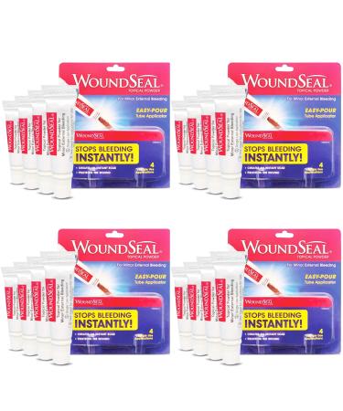WoundSeal Powder 4 Each (Pack of 4) - Wound Care First Aid for Cuts, Scrapes and Abrasions - Stops Bleeding in Seconds Without Stitches or Bandages