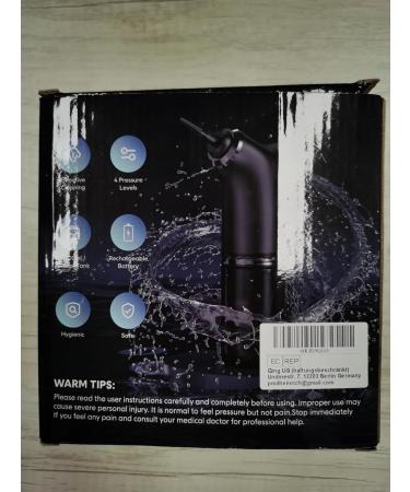 Qimic Water Powered Ear Wax Removal Kit | Electric Irrigation Flushing, 4 Pressure Settings | USB Rechargeable Black - Buy Online on GoSupps.com