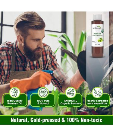 Milania Premium Organic Neem Oil 8 oz. - 100% Pure Cold Pressed Virgin Unrefined Grade A - Excellent Quality - Buy Online on GoSupps.com