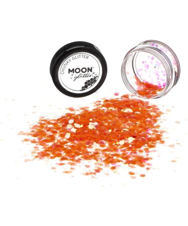 Moon Glitter Iridescent Chunky Orange Glitter - 3g - Cosmetic Festival Makeup for Face, Body, Nails, Hair & Lips - Buy Online on GoSupps.com