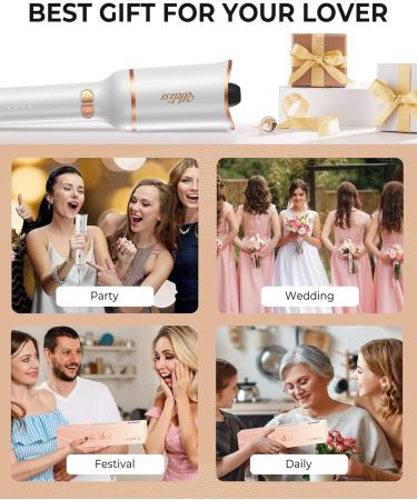 Automatic Hair Curler with 4 Temperatures | Ceramic Curling Iron for Travel and Home Use - White - Buy Online on GoSupps.com