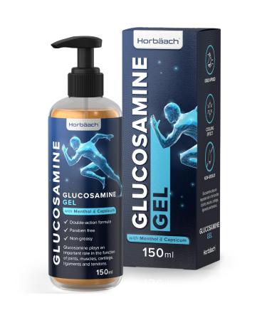 Glucosamine Gel | 150 ml | with Menthol and Capsicum | Joint and Muscle Pain Relief | Highly Absorbable Non-Sticky and Non-Greasy Gel | by Horbaach