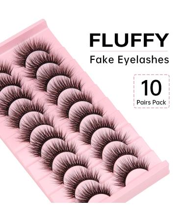 Suhome F02 Cat Eye False Eyelashes - 10 Pairs Lightweight Fluffy Wispy Faux Mink Lashes for Natural Look (12-15mm) - Buy Online on GoSupps.com