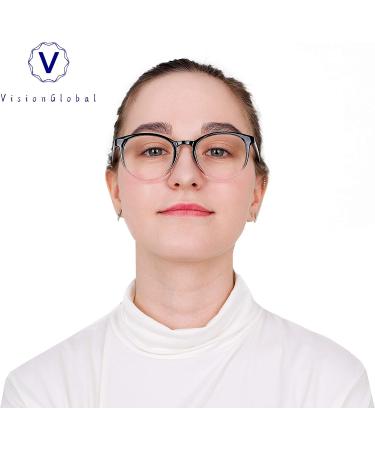 Stylish Oval Blue Light Blocking Glasses - Anti Eyestrain for Men/Women - Computer/TV Reading - No Magnification - Black Purple - Buy Online on GoSupps.com