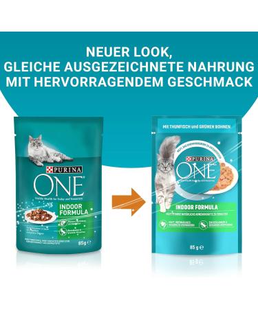 PURINA ONE Indoor Formula Wet Cat Food with Tuna - 26 Pack (85g Each) | Tender Pieces in Sauce for Domestic Cats - International Shipping Available - Buy Online on GoSupps.com