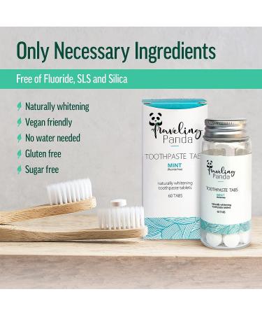 Traveling Panda Charcoal Whitening Toothpaste Tablets - Vegan, Sugar-Free, Mint Flavor | 60 Count Pack, No Water Needed for On-the-Go Brushing - Buy Online on GoSupps.com