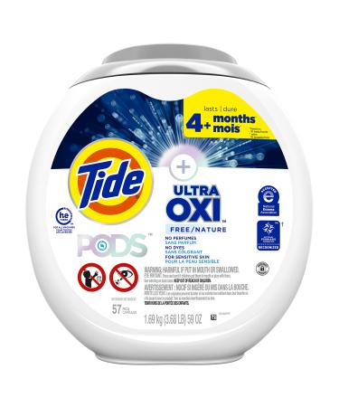 Tide PODS Ultra OXI Free Laundry Detergent Pacs, National Eczema Association and National Psoriasis Foundation Recommended, 57 count - Buy Online on GoSupps.com