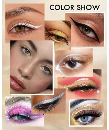 White Silver liquid Eyeliner 2-in-1 Shimmer Glitter Eyeliner Pencil Long Lasting Eye liner Waterproof Smudge-Proof High Pigmented Smooth Colored Metallic Matte Eyeliner Ultra-Fine Tip Eye makeup-01 01# - Buy Online on GoSupps.com