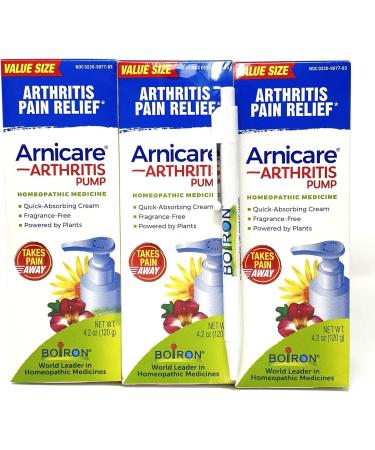 Boiron Arnicare Arthritis Cream 4.2 oz Pump (Pack of 3) Bundle with Pen - for Pain Relief of Knees Hands Wrists Elbows Joints & Muscles Quickly Absorbed & Fragrance-Free - Buy Online on GoSupps.com