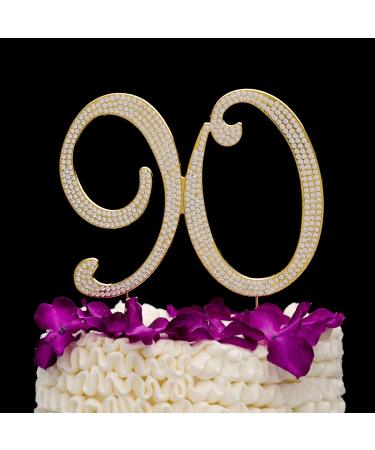 90 Cake Topper for 90th Birthday - Rhinestone Number Party Supplies & Decoration Ideas (Gold) - Buy Online on GoSupps.com