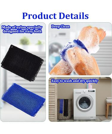 2 Piece African Body Peeling Sponge Set - Blue & Black - Exfoliating Bath & Shower Cloth for Smooth Skin | International Shipping - Buy Online on GoSupps.com