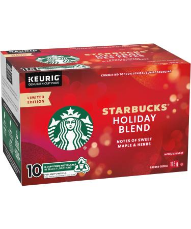 STARBUCKS K-Cup Roast Ground Coffee Holiday Blend Carton 115 g Holiday Blend 10 Count (Pack of 1) - Buy Online on GoSupps.com